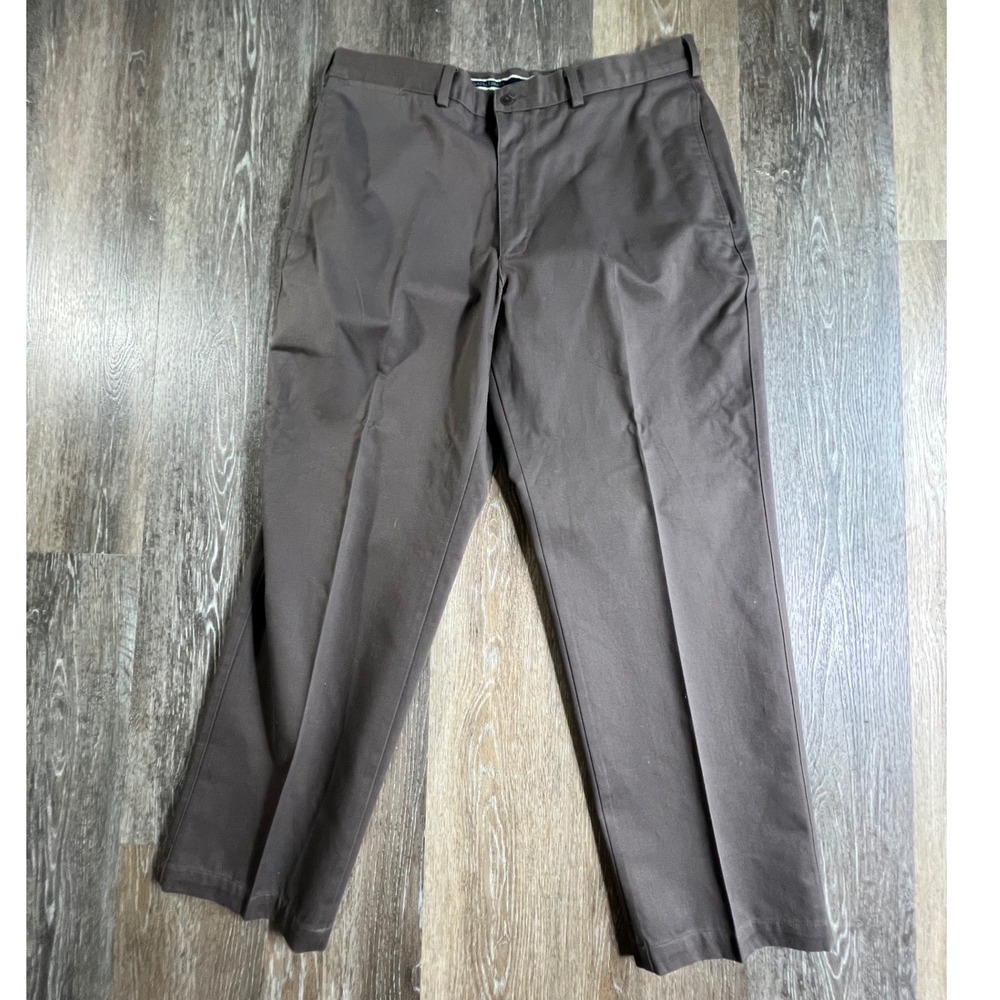 Saddlebred Chino Pants Mens 36x29 Brown Birch Flat Front Straight Leg BK52